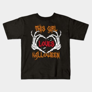 This Girl Loves Halloween Tree tee design birthday gift graphic Kids T-Shirt